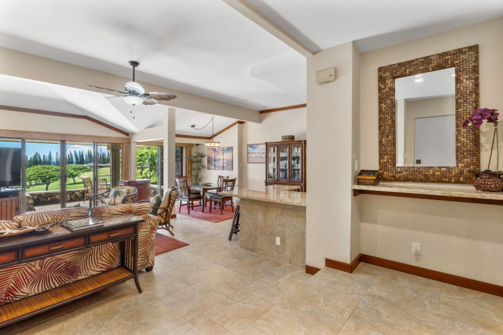 Front Door - open up to great room to spacious living room, dining area, kitchen and lanai