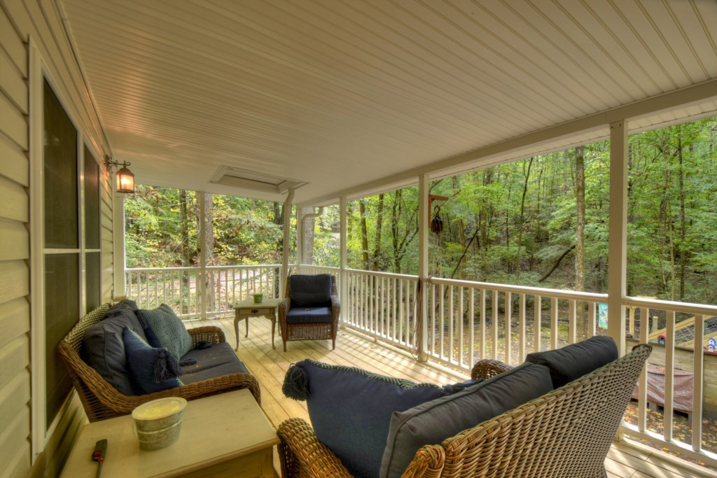 The deck offers the perfect outdoor sitting area 