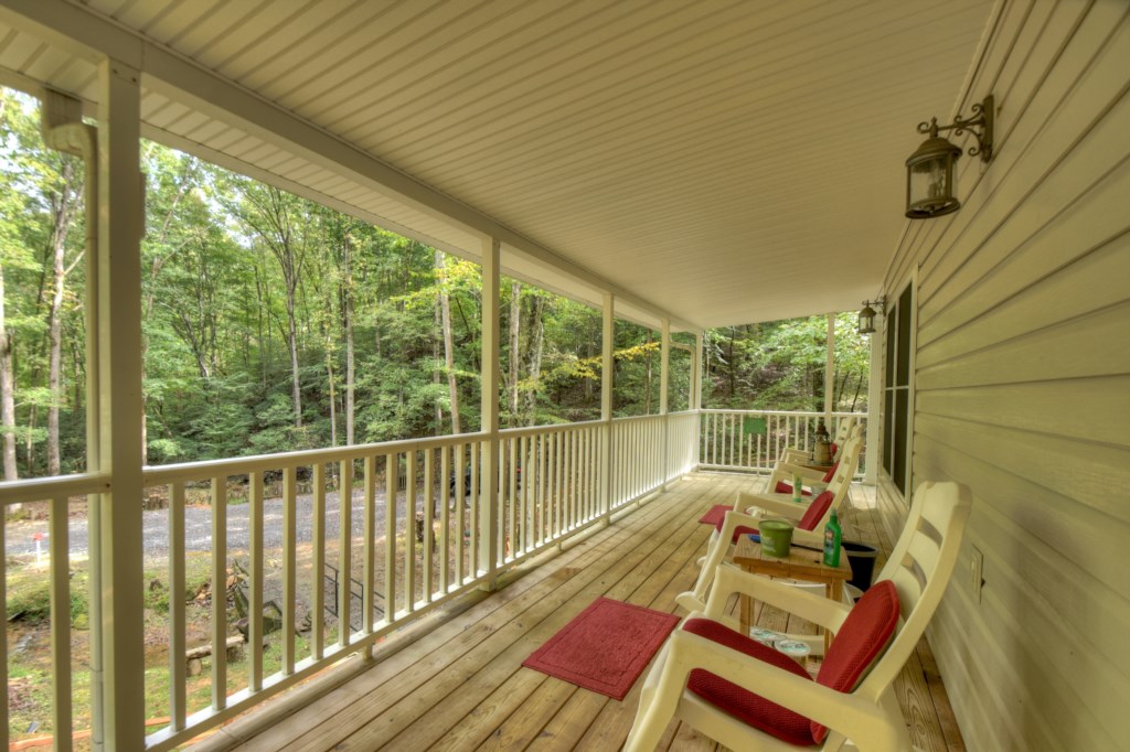 The deck offers the perfect outdoor sitting area 