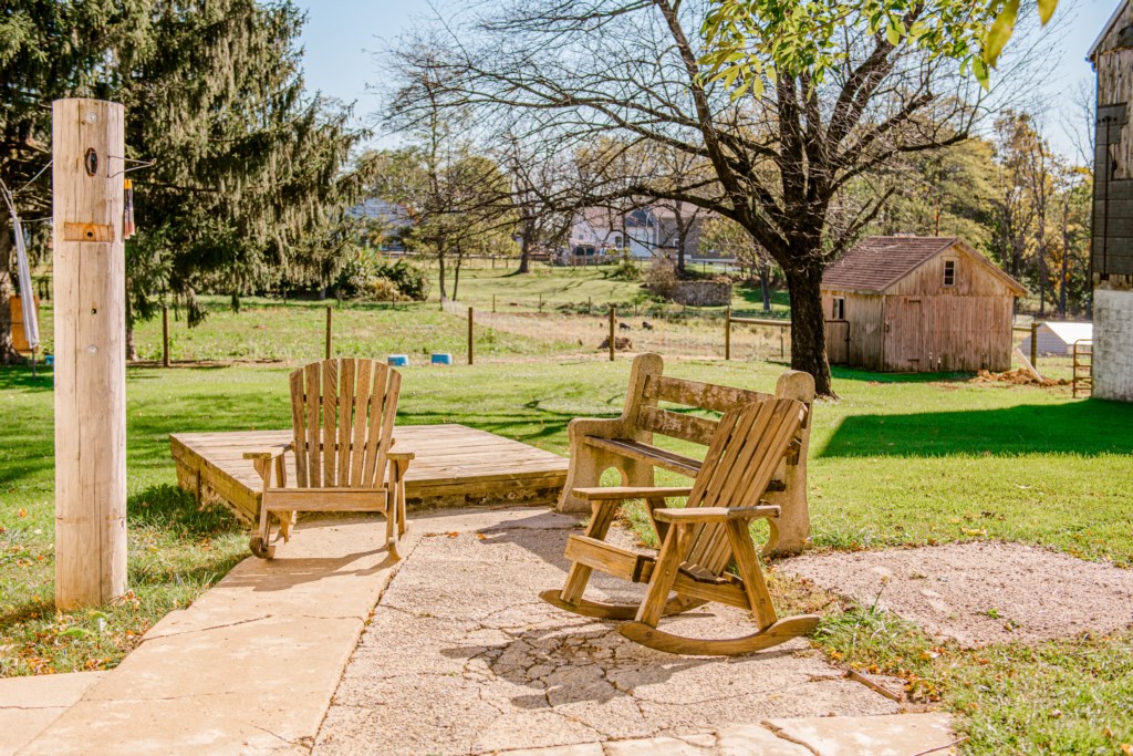Outdoor sitting area where you can relax and check out the farm life!