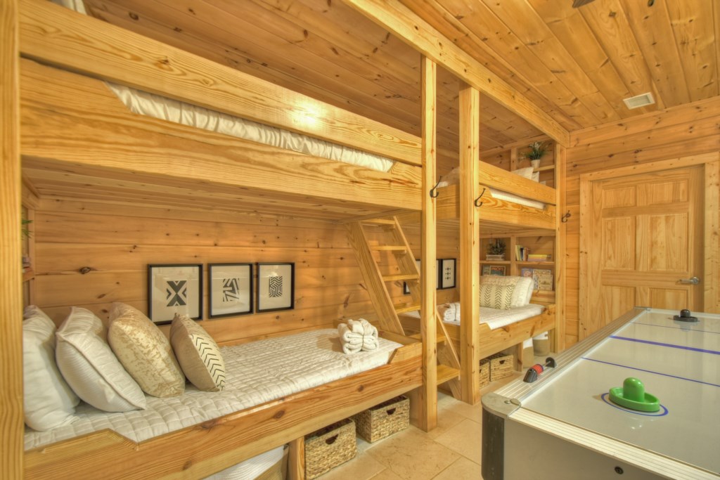 Bunk beds in the basement 