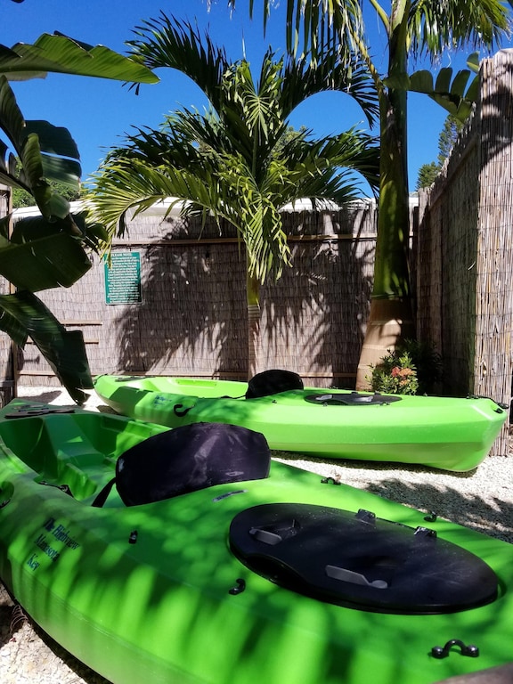 Getting the kayaks ready to launch. All included with your stay. Have fun!