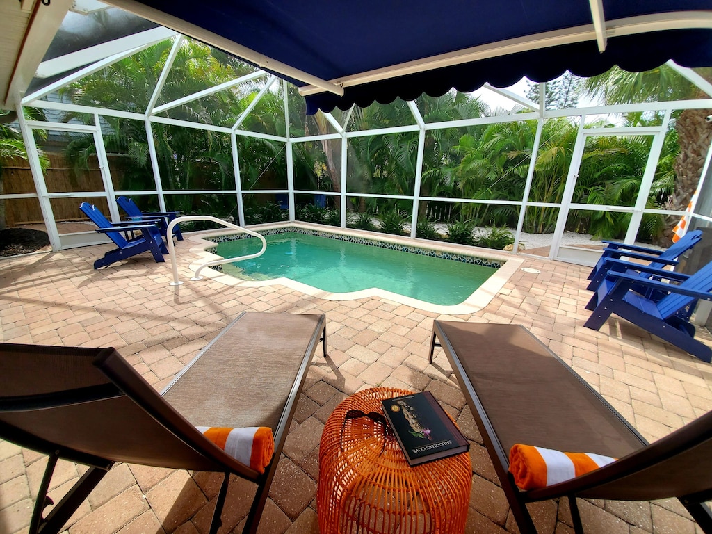 Enjoy time spent by the heated swimming pool.