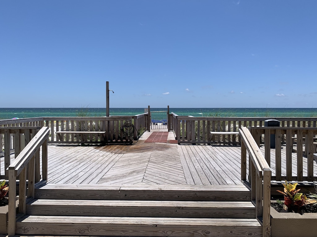 Beach Entrance and large deck overlooking The Gulf