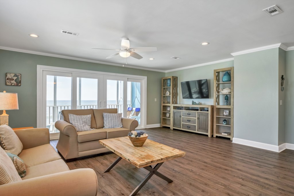 Coastal décor is thoughtfully placed with the ambiance of beach life in the air