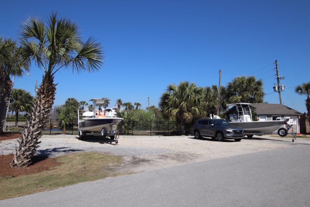 Boat parking is available and less than 10 yards from the home