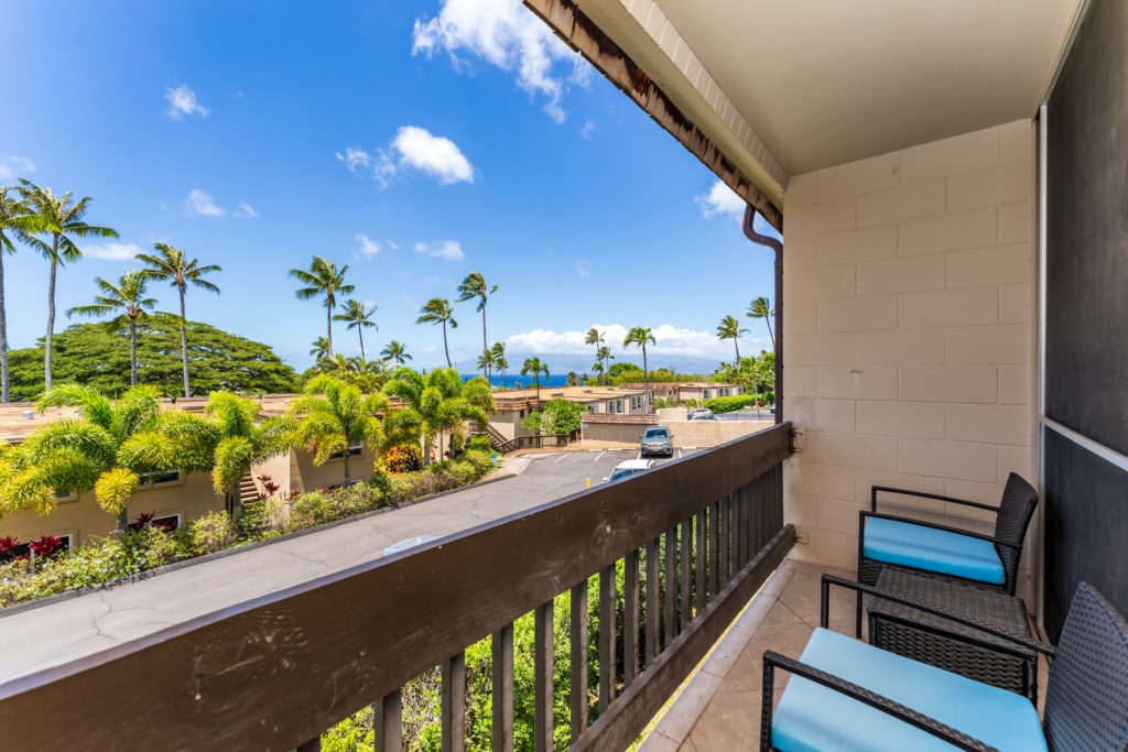 Enjoy your morning coffee or sunset cocktail overlooking the ocean in our lanai