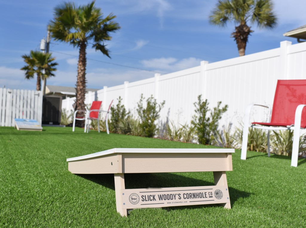 Cornhole Field is located next to the pool.