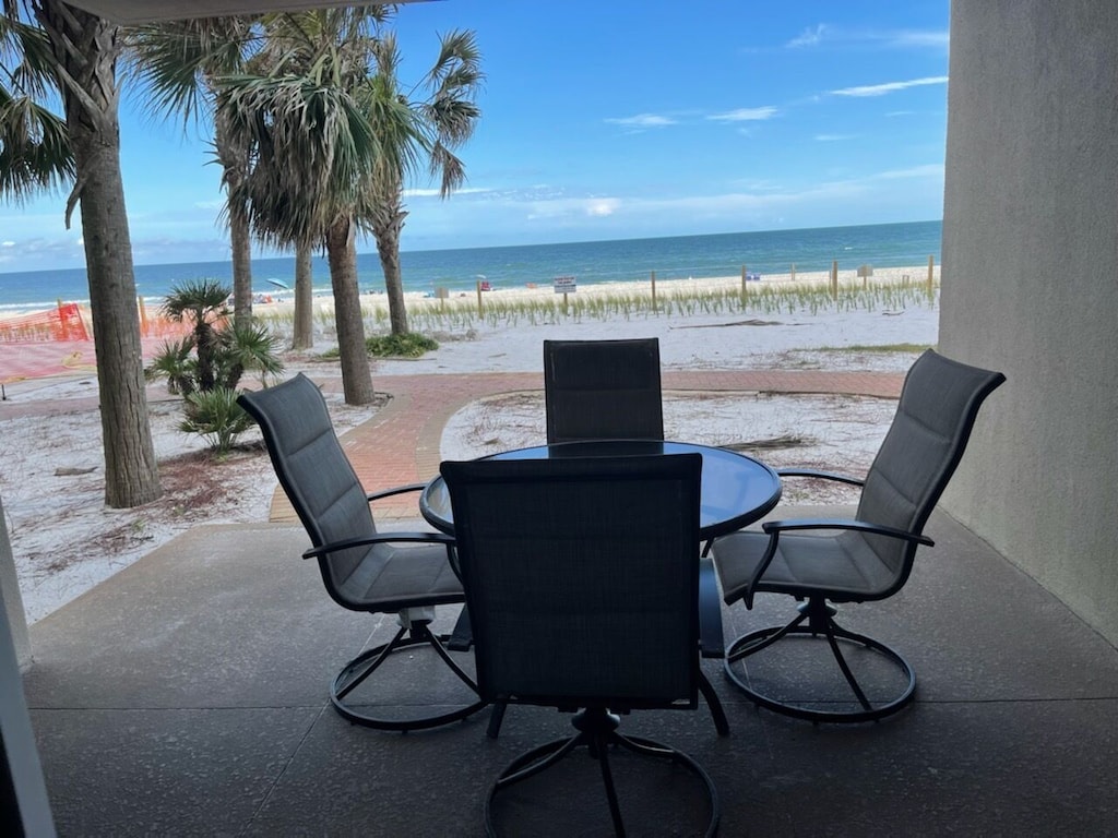 Patio furniture with beach view. Welcome to Sandy Key! Excited to welcome you for a beach getaway :) 