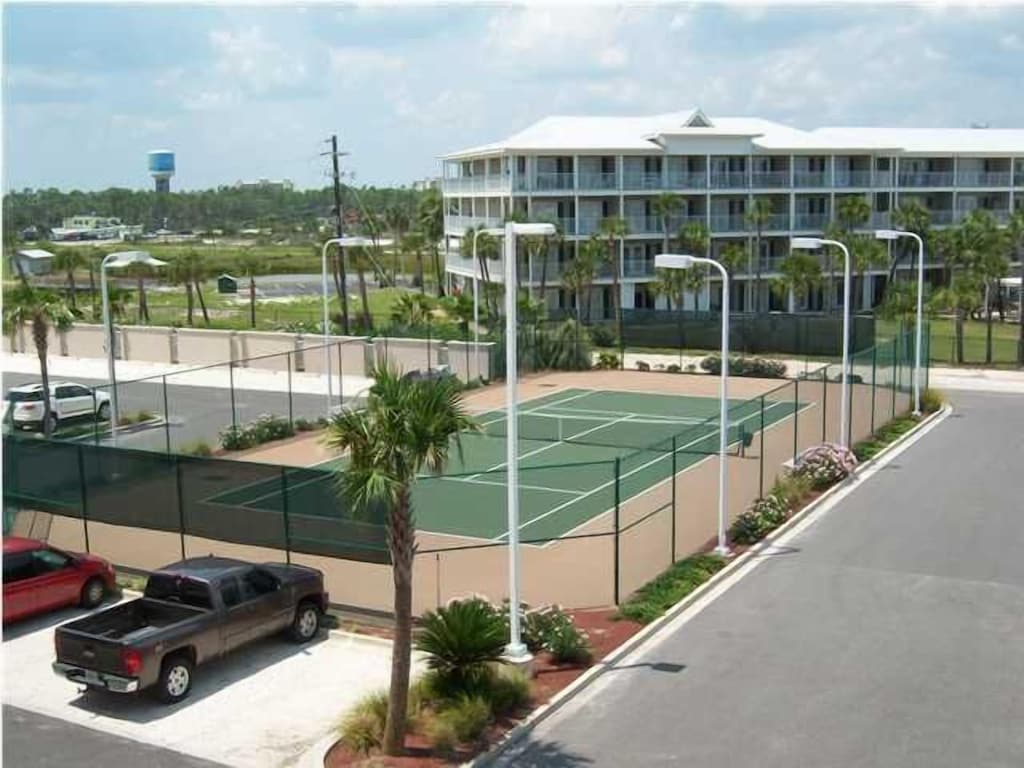 Tennis courts on property.