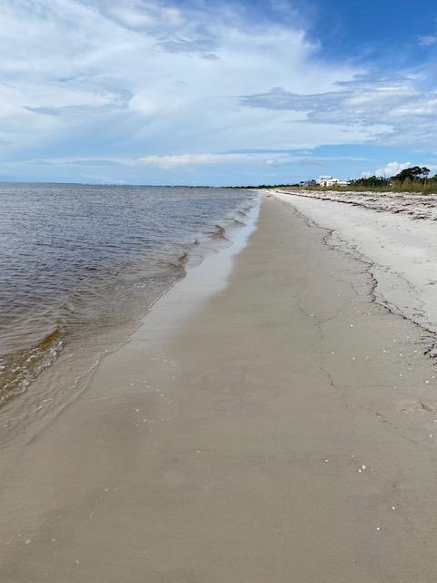 Shallow water of St. Joseph Bay with views of Cape San Blas in the distance 