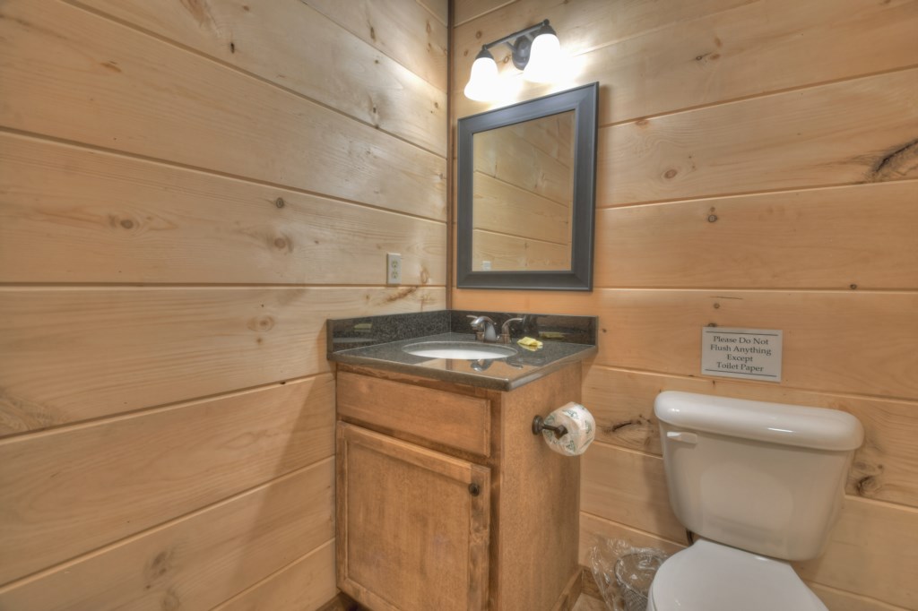 Terrace level bathroom with tub/shower combo 