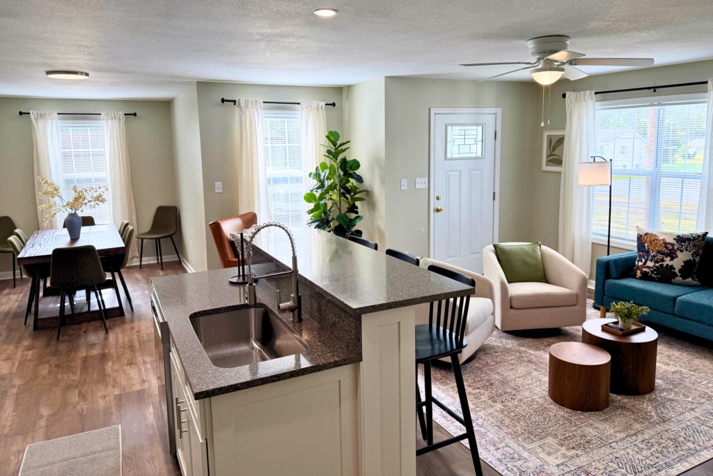232 Mimosa Stay Living Space and Kitchen