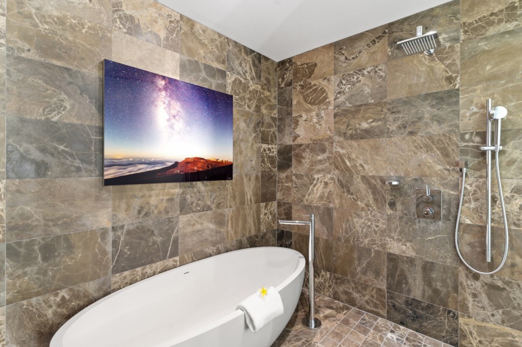Ohana Bathroom - featuring huge bath tub and shower