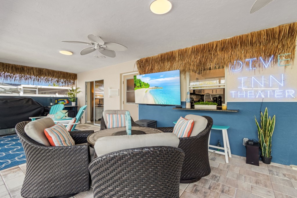 Your private “Chill Station” awaits – in-pool furniture + shaded sitting area

