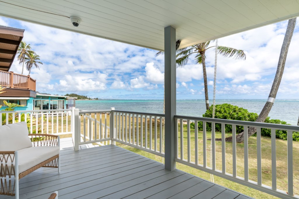 Spacious Covered Deck with Expansive Ocean Views