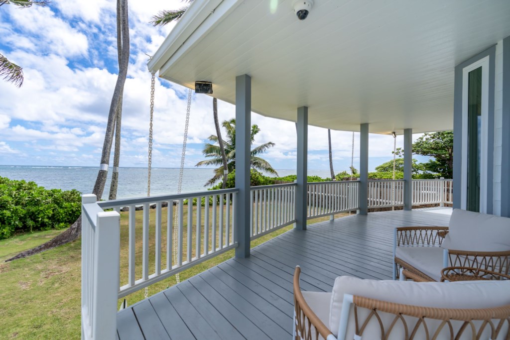 Spacious Covered Deck with Expansive Ocean Views