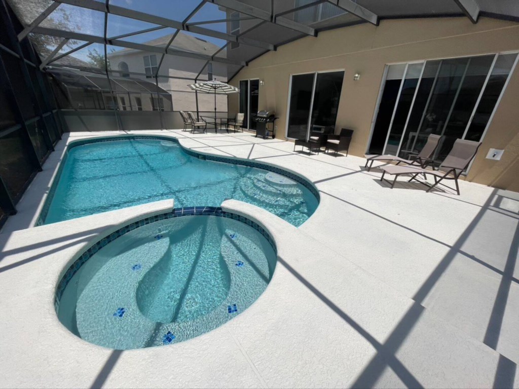 Sunny Pool Deck and spa