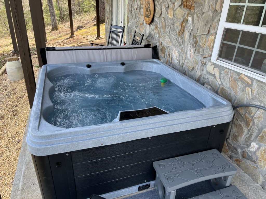 Brand new hot tub makes for a relaxing evening 