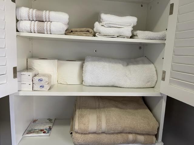 Towel storage.