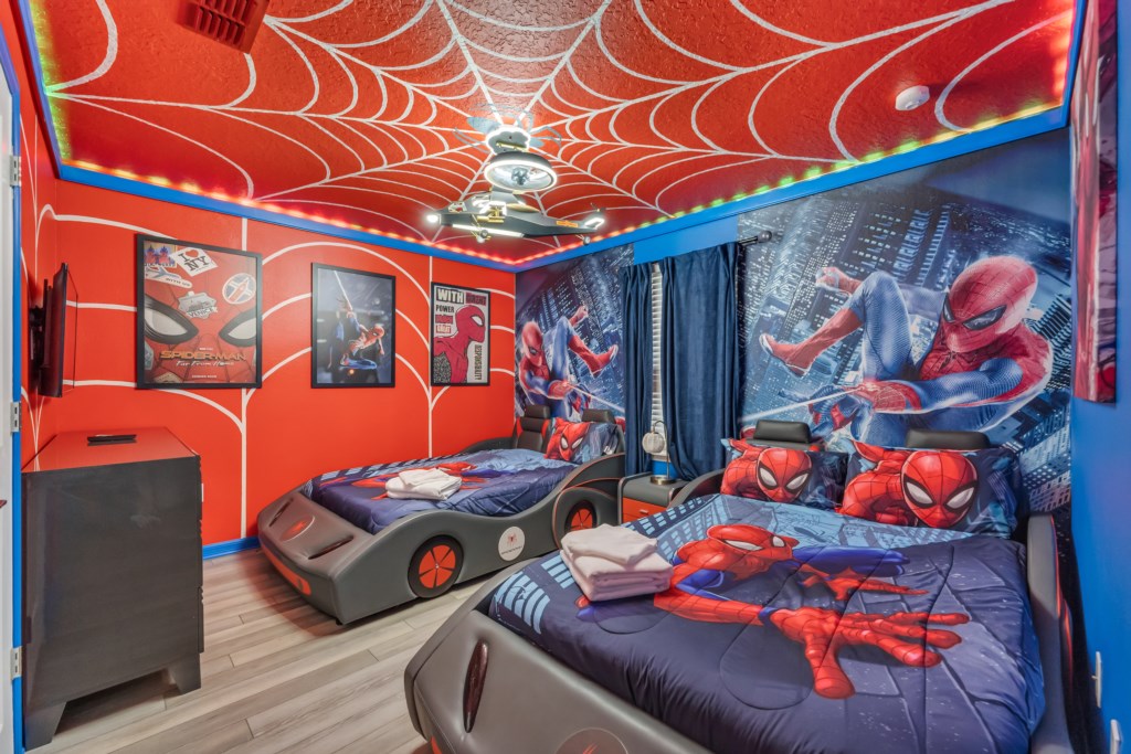 Bedroom #9 Spider-Man themed with (2) Full size beds