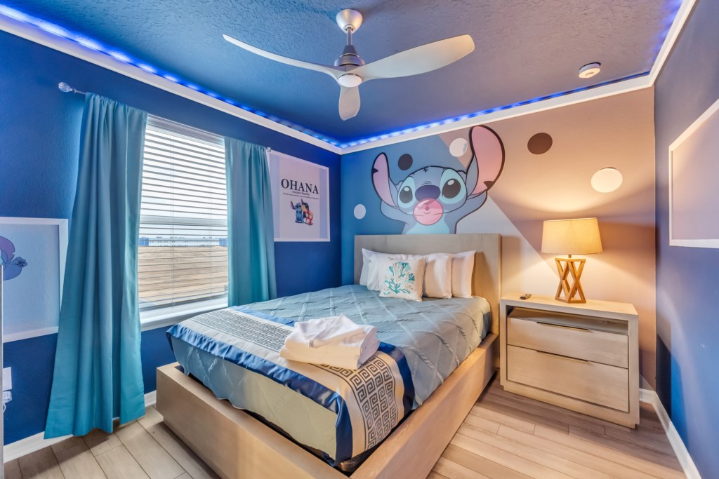 Bedroom #4 Stitch themed with Queen size bed 