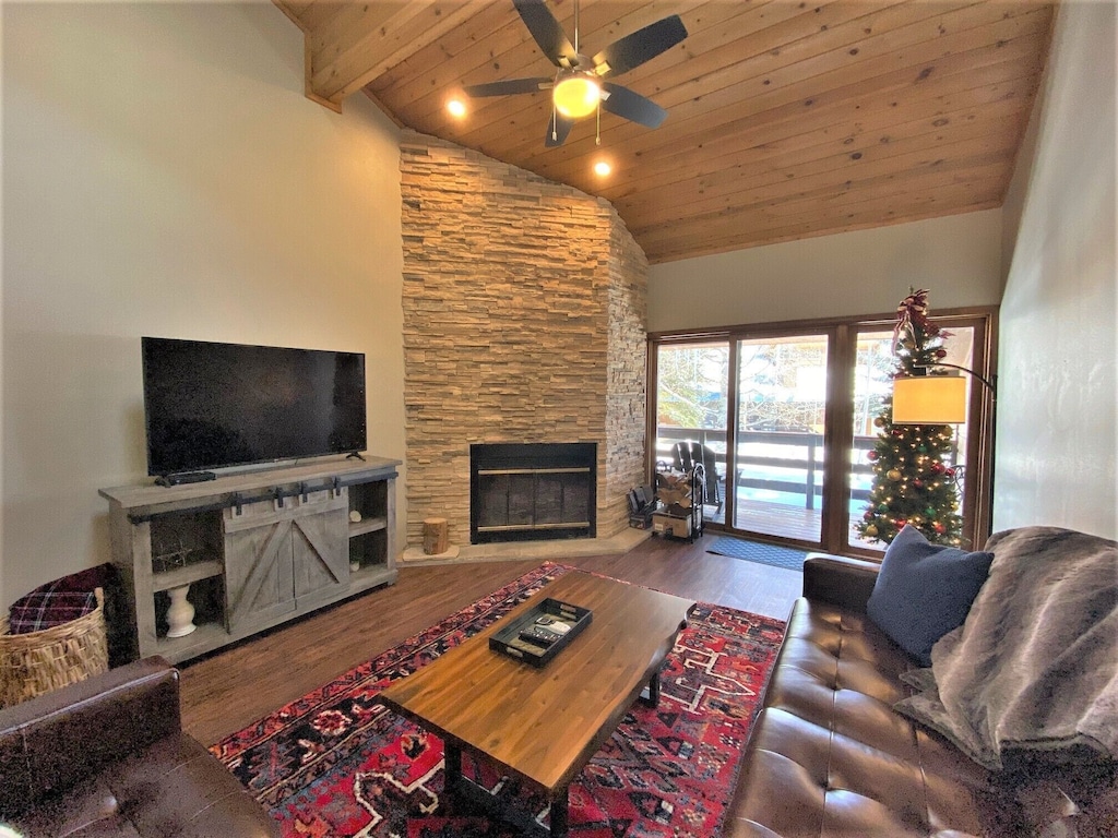 Living Room with Wood Fireplace