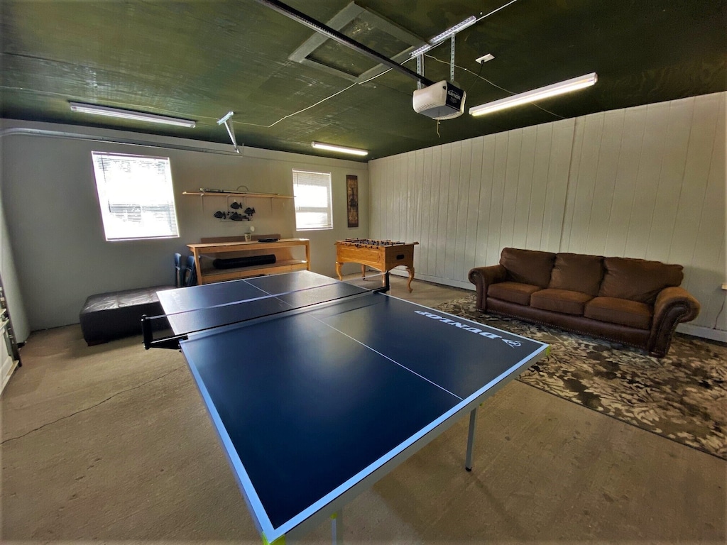 Garage Game Room with Ping Pong and Foosball