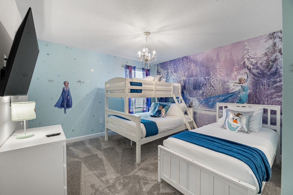 Frozen Themed Room Twin over Double Bunk with Twin Bed