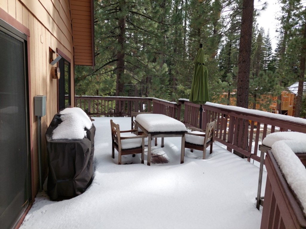 Fresh snow-covered deck
