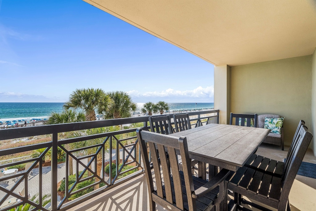 Enjoy a beachfront meal at the outdoor dining set