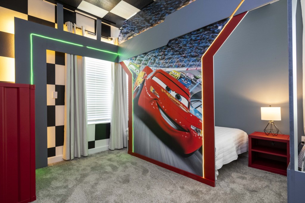 Cars Themed Bedroom w/ 2 full beds