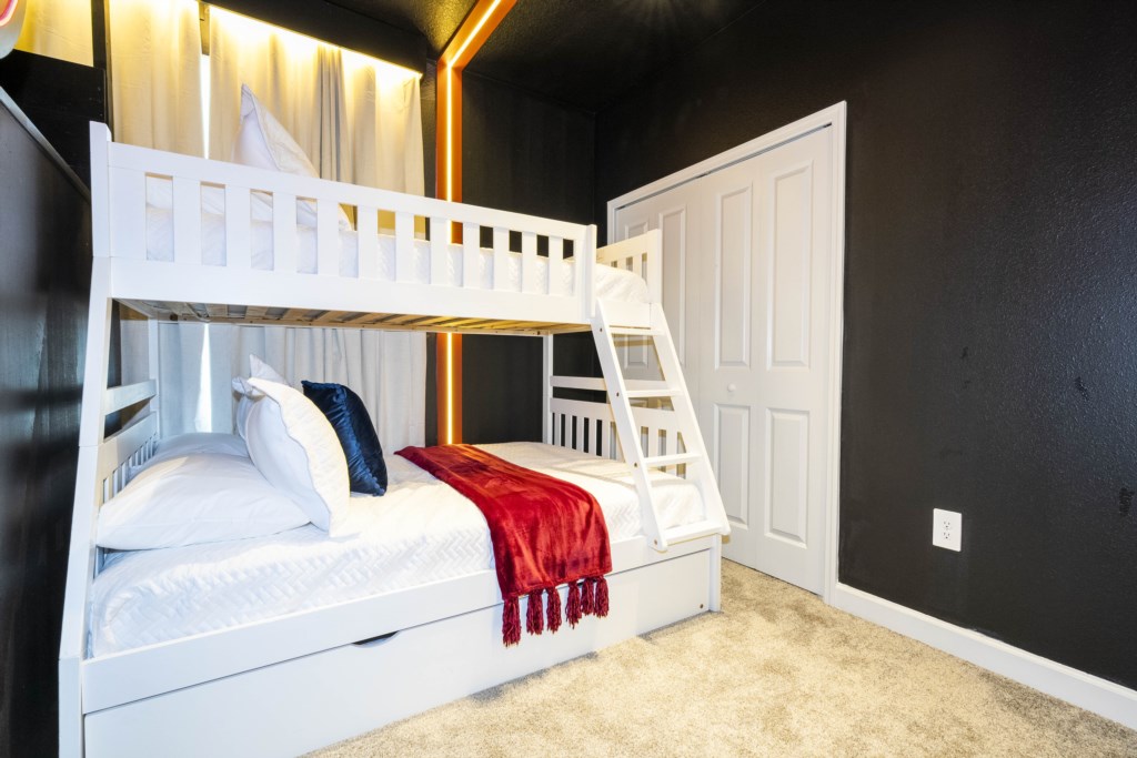 Mickey Themed Bedroom w/ Full over Twin bunk bed