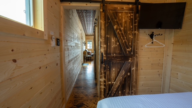 Privacy in the bedroom with sliding door.