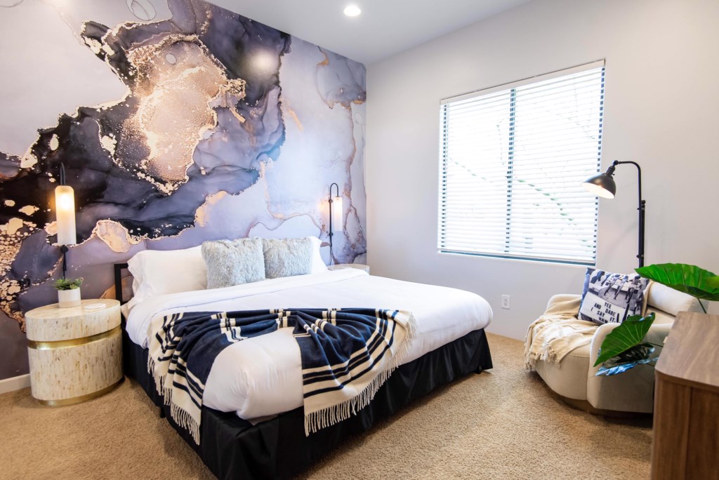 Bedroom 2 dazzles with touches of gold!