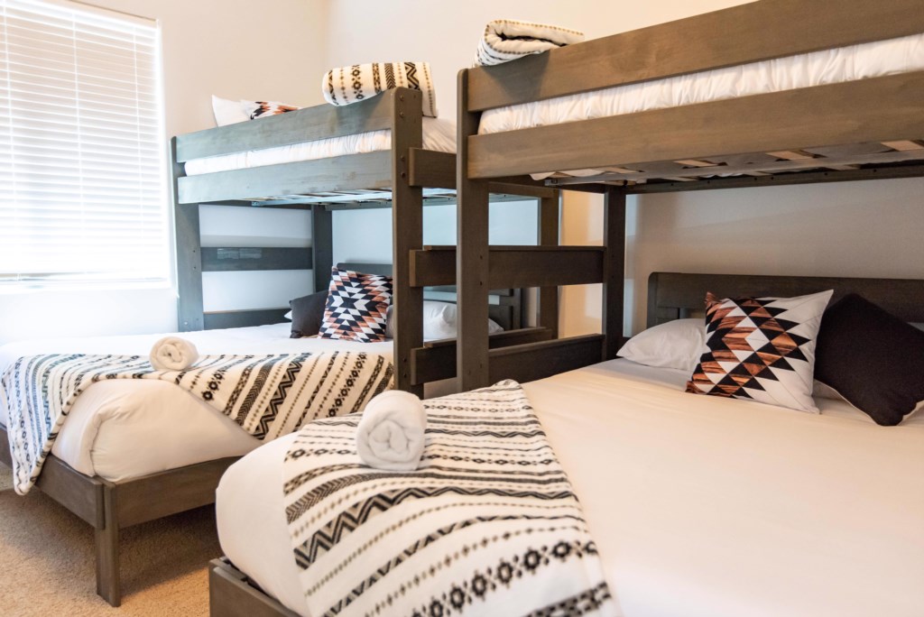 Bedroom 4, 2 twin-over-queen bunk beds
