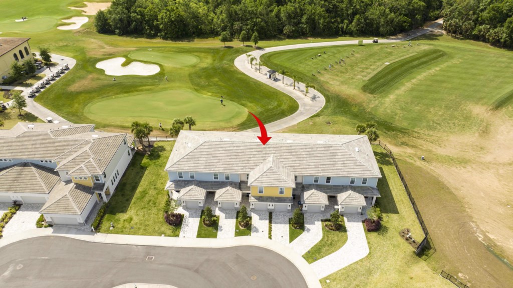 Bird-view of the property (Golf Course in the Backyard)