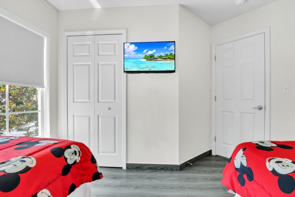 Kids room with Mickey theme and smart TV