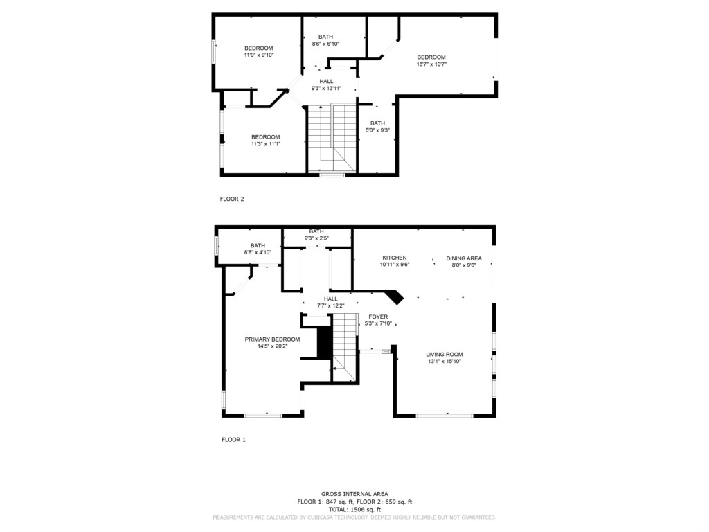 Combined up and downstairs floor plans