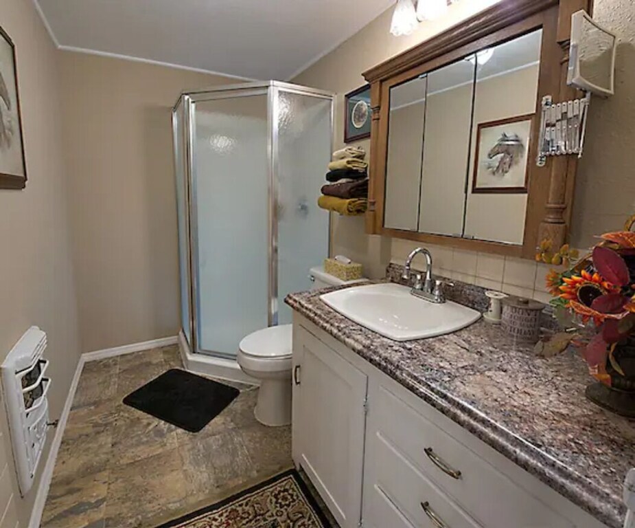 Shower Bathroom with magnifying shave/makeup mirror. Kewl sink nitelite faucet!