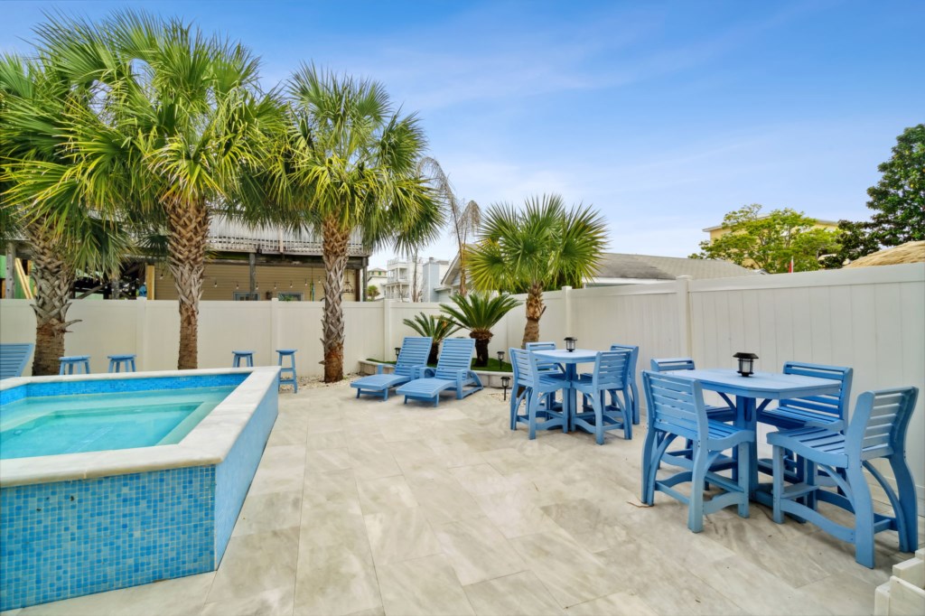 Spacious seating around the pool