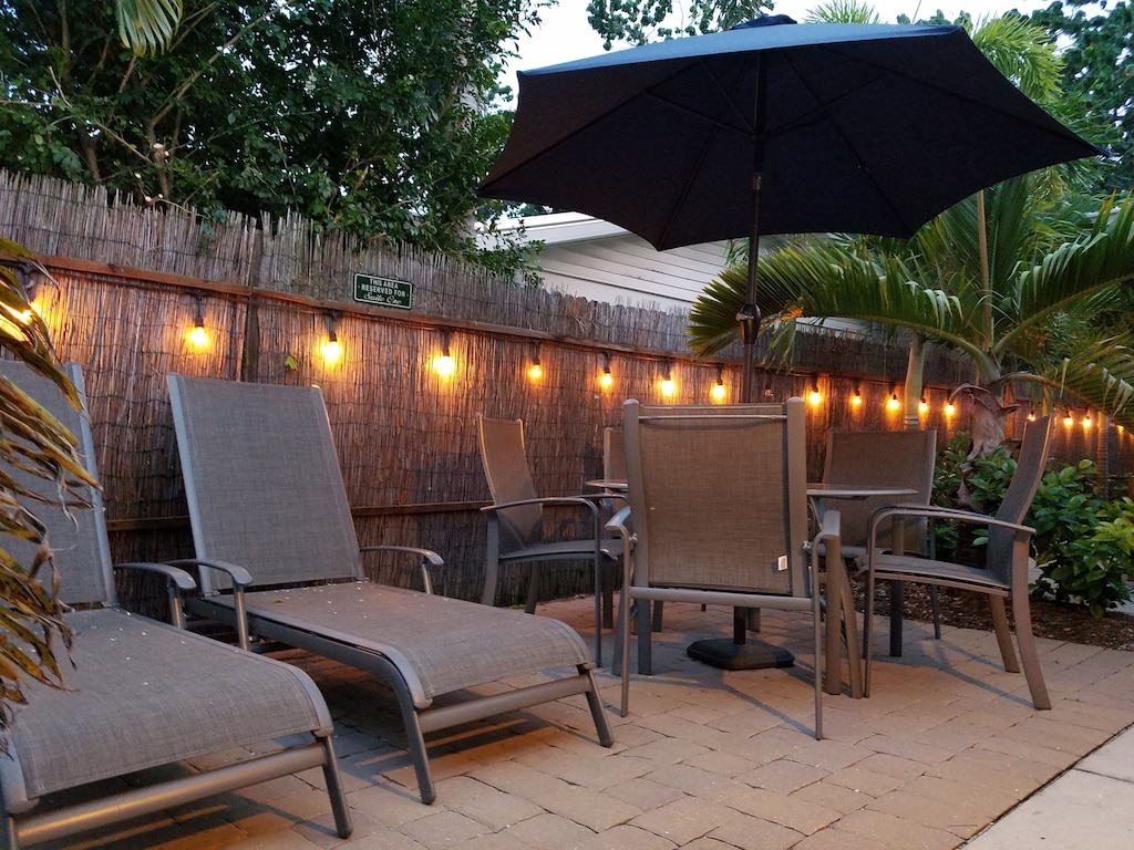 Your patio and BBQ area in the evening.