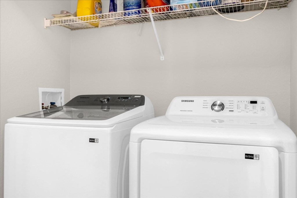 Full-size washer/dryer right in the unit.
Located in a closet near the front door