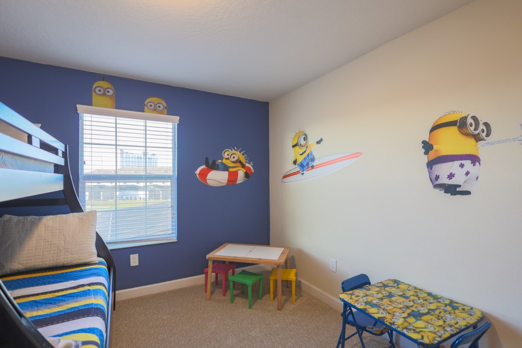 Children bedroom with a twin and full bunkbeds
