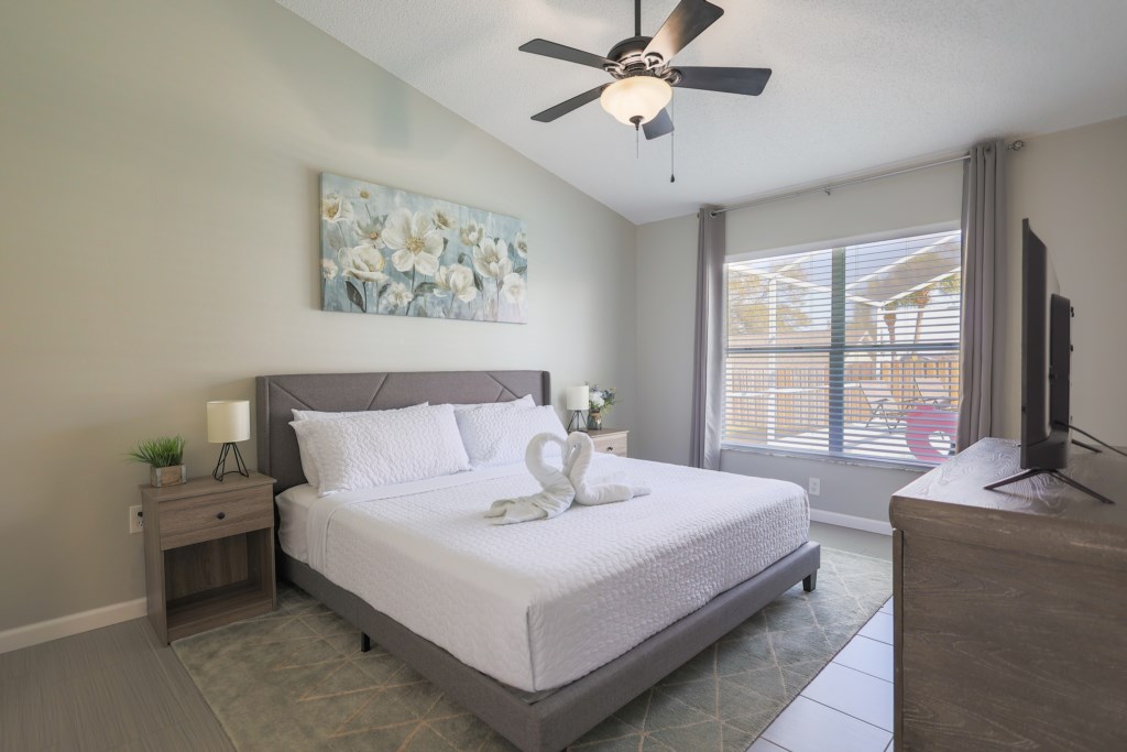 Master Bedroom with a King size bed.