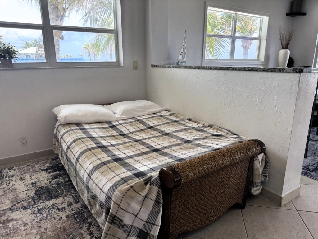 Futon #1 (Each futon has the same linens/blanket as the beds)