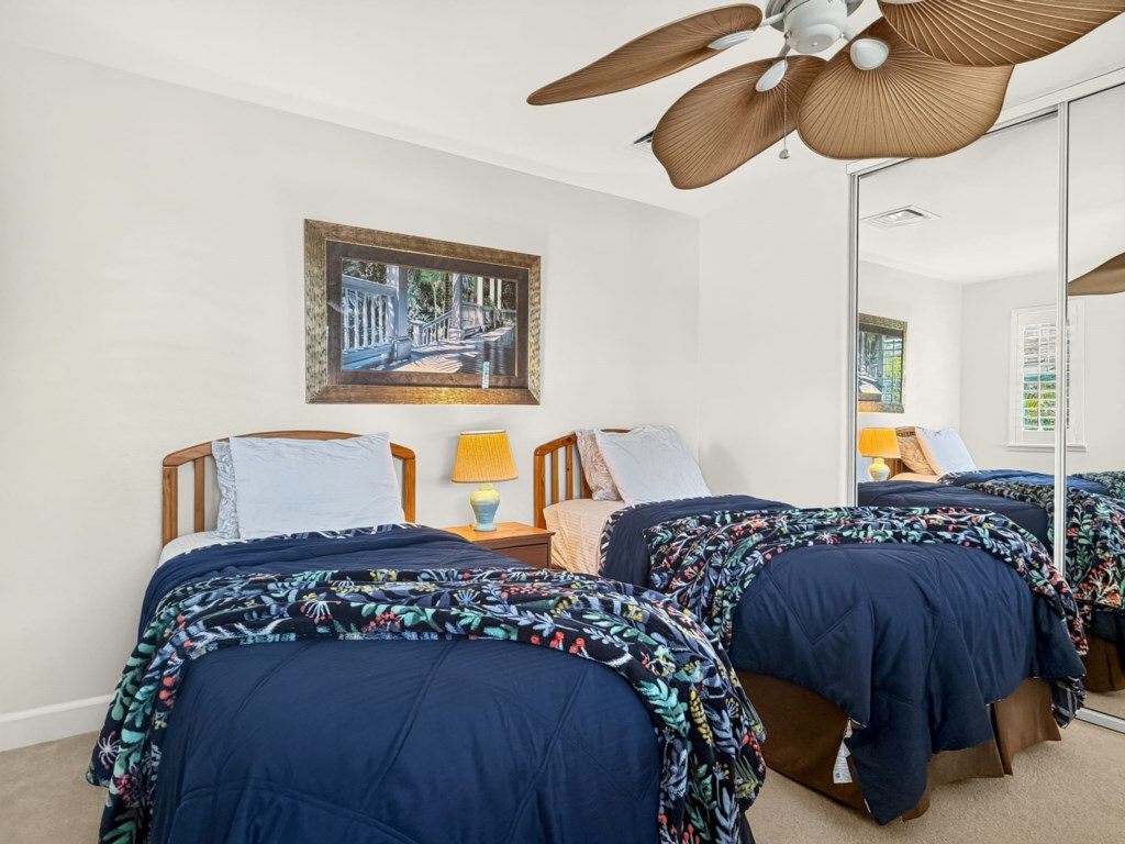 Bedroom 3 with 2 Twin Beds and Ceiling Fan