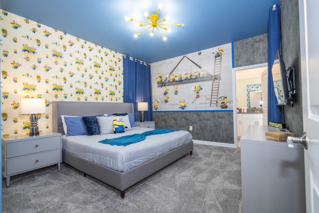 Minions themed bedroom with king bed (1st floor)