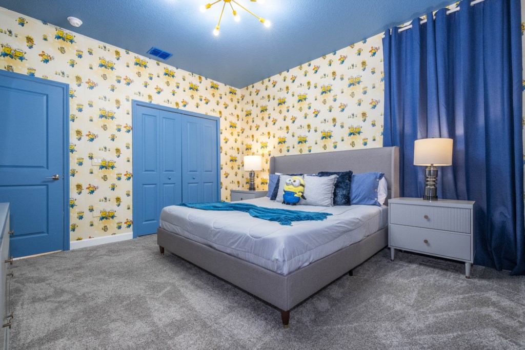 Minions themed bedroom with king bed (1st floor)