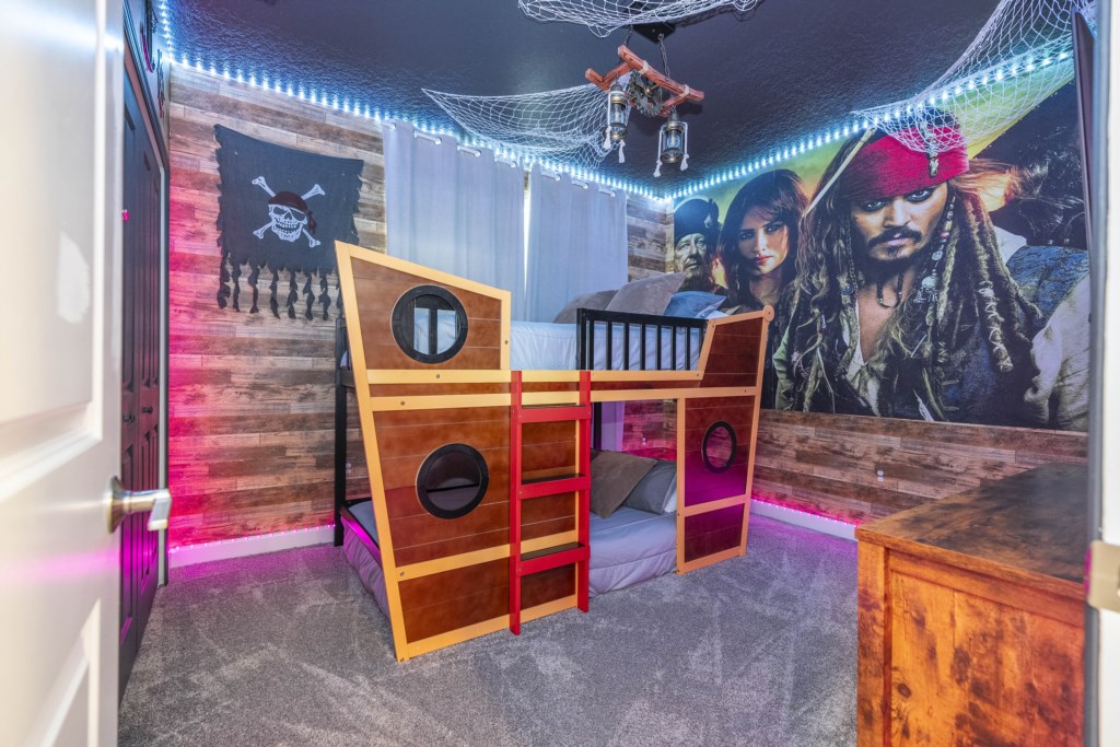 Pirate Themed Bedroom with bunk bed full over full